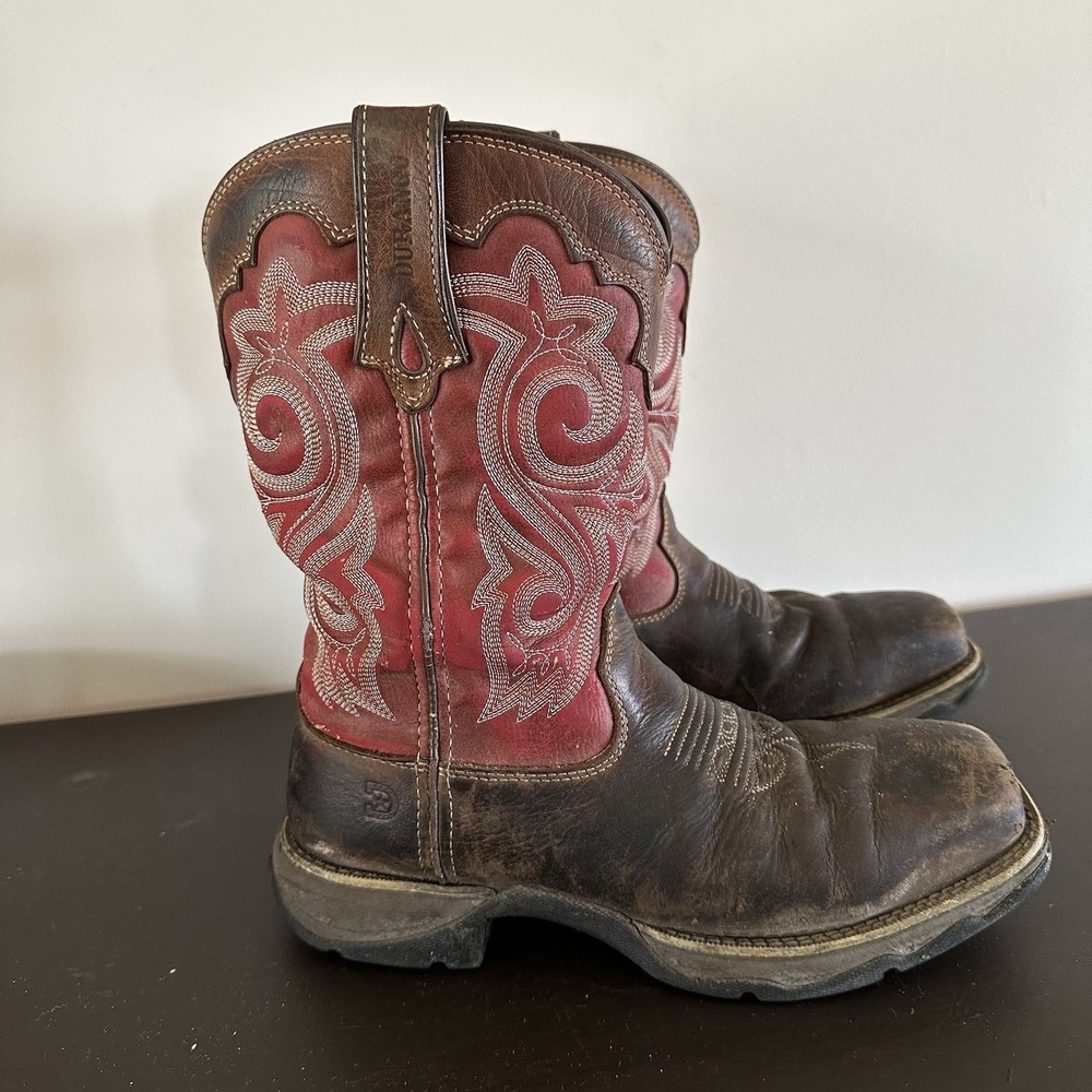 DURANGO Women's Lady Rebel 10" Brown/Red Western Boots DRD0220 Size 7 M